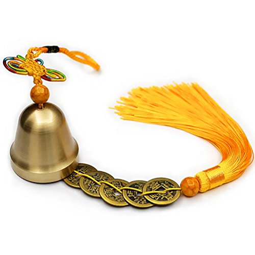 Product Cover Lalago Chinese Feng Shui Bell for Wealth and Safe, Pendant Coins for Success, Ward Off Evil, Protect Peace - Also Can Used As Wind Chimes, Car Interiors (Gold)