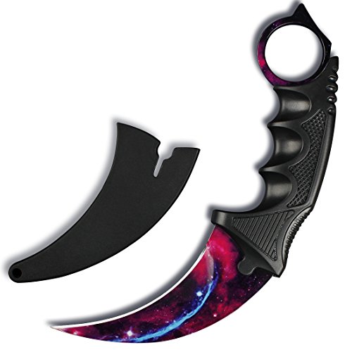 Product Cover Andux Land Karambit Knife CS Game Knife Camping Hunting Tool with Cord CS/ZD-01 (Purple-Black)