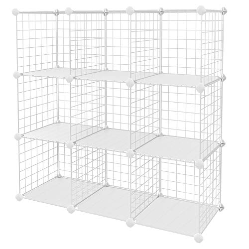 Product Cover SONGMICS Metal Wire Cube Storage,9-Cube Shelves Organizer,Stackable Storage Bins, Modular Bookcase, DIY Closet Cabinet Shelf, 36.6