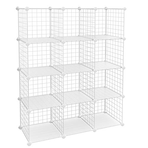 Product Cover SONGMICS Metal Wire Cube Storage,12-Cube Shelves Organizer,Stackable Storage Bins, Modular Bookcase, DIY Closet Cabinet Shelf, 36.6