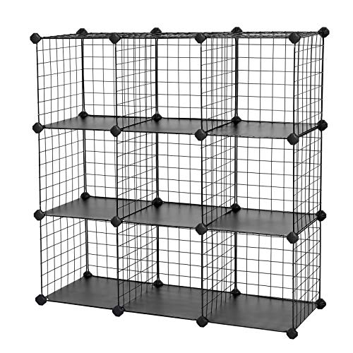 Product Cover SONGMICS Metal Wire Cube Storage,9-Cube Shelves Organizer,Stackable Storage Bins, Modular Bookcase, DIY Closet Cabinet Shelf, 36.6