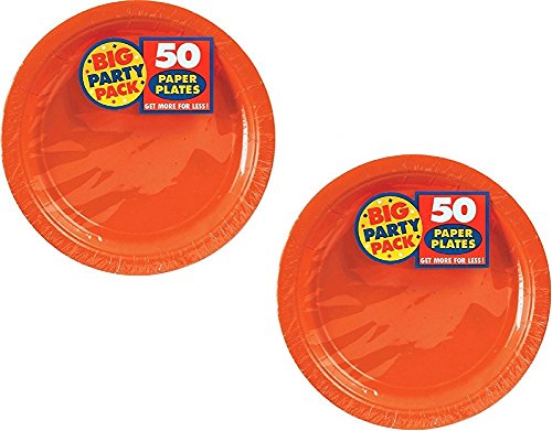 Product Cover Amscan Big Party Pack 100 Count Paper Dessert Plates, 7-Inch, Orange