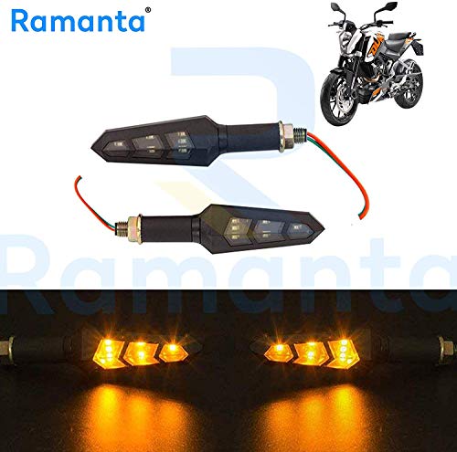 Product Cover Ramanta® 12V Amber LED Flexible Non Breakable Motorcycle Bike Turn Signal Indicators Light Turning Lamps Set for KTM 200 Duke, Pack of 1 Pair, Professional Installation Required