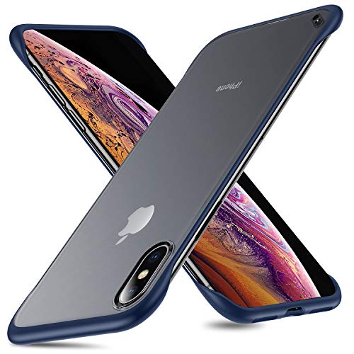 Product Cover MSVII Frameless iPhone Xs Case iPhone X Case,Slim Translucent Matte Hard PC Cover with TPU Bumper Case for iPhone X/Xs,5.8 Inch(Included Ring),Blue