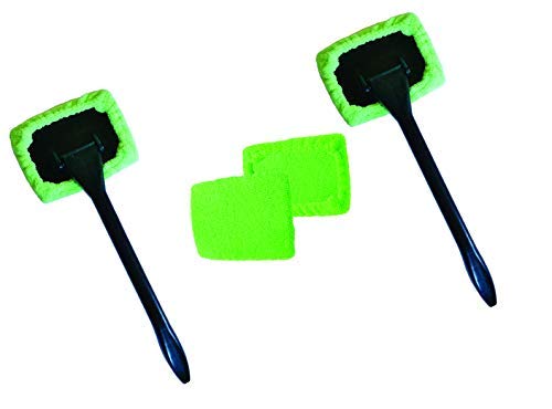 Product Cover Windshield Cleaner (2 Pack) with 4 Micro Fiber Bonnets, 2 Spray Bottles 8 Piece Set Pivoting Head, Glass Window Cleaner Auto-Home-Office