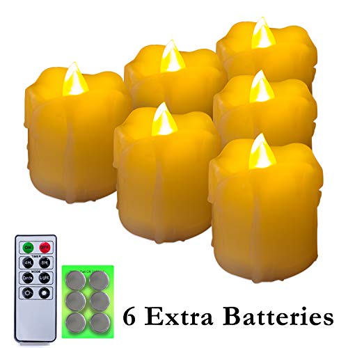 Product Cover Homemory 400+ Hours 6 Pack Flameless LED Votive Candles with Timer, Battery Operated and Remote Control, Flickering Tea Lights 1.5x1.7 inches -Christmas, Thanksgiving