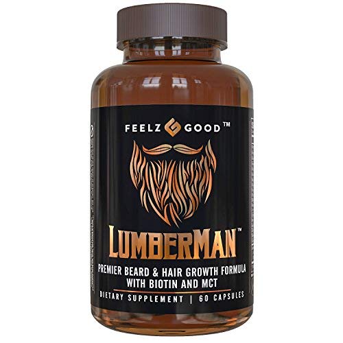 Product Cover Lumberman Premier Beard & Hair Growth Vitamin Formula - Stronger Healthier Hair. Hair Growth Supplement w/Biotin, MCT, Vitamin D3 & B5 Folate & More - Supplement for All Hair Types - Feelz Good