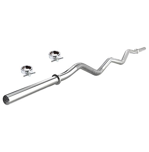 Product Cover Kobo 27MM Chrome Plated CURL Rod Weight Lifting BAR with Lock Collar (Silver)