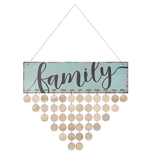Product Cover WINOMO Family Birthday Board Plaque DIY Hanging Wooden Birthday Reminder Calendar
