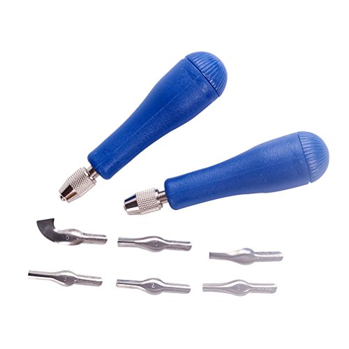 Product Cover Falling in Art Craft Linoleum Block Cutters with 6 Type Blades and 2 Plastic Storage Handles