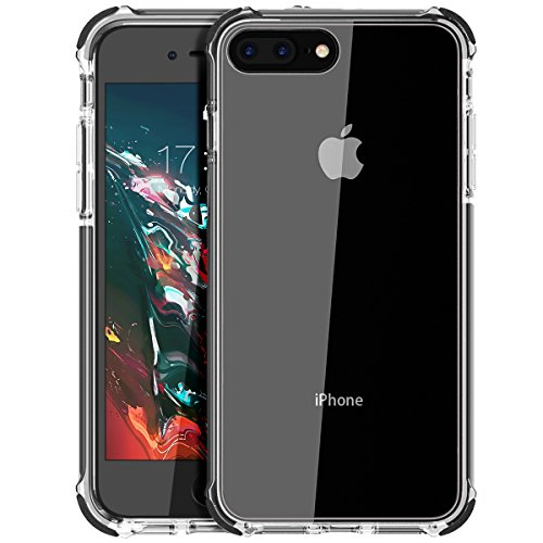 Product Cover MATEPROX iPhone 8 Plus Case iPhone 7 Plus Case Clear Shield Heavy Duty Anti-Yellow Anti-Scratch Shockproof Cover Compatible with iPhone 8p/7p Black
