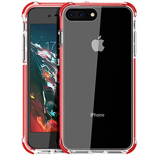 Product Cover iPhone 8 Plus case, iPhone 7 Plus Case, Mateprox Shield Series Heavy Duty Protective High Clear PC Back Cover Soft Rubber TPU Bumper Anti-Scratch Shockproof case for iPhone 7 Plus/8 Plus-Red