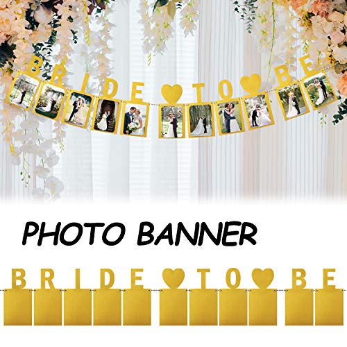 Product Cover LINGPAR Bride to Be Photo Banner Gold Foiled for Wedding Sign Bridal Shower Banner Hen Night Decoration (Gold)