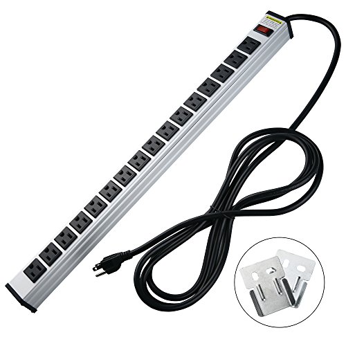 Product Cover 16 outlets Power Strip Offers 15A, 125V Multi-Outlet AC Power, 1875W Maximum Power,9.8Feet Cord Length and Power Switch