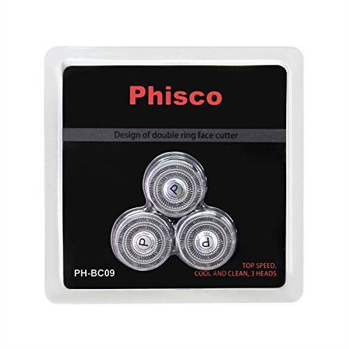 Product Cover Phisco Shaver Replacement Head Blade Cutters 3 Pcs for Phisco Electric Shaver Razor for Men 2 in 1 Beard Trimmer Wet Dry Waterproof Men's Rotary Shaver USB Quick Rechargeable Shaving Razor