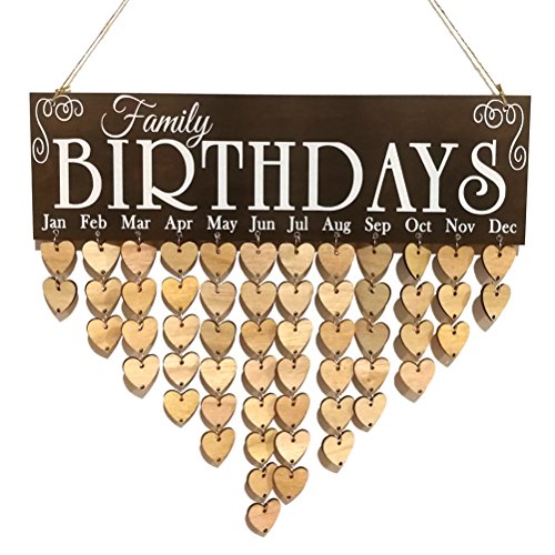 Product Cover WINOMO Wooden DIY Calendar Hanging Plaque Board Family Birthday Reminder Home Decor