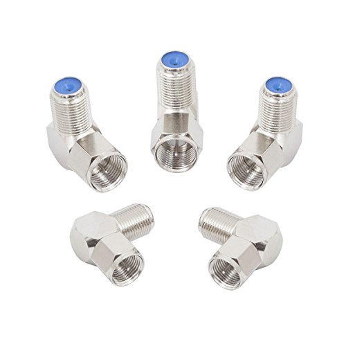 Product Cover YouBoost (5 Pack) 3Ghz Coax Cable 90°Degree F Female to Male Connector Right Angle Adapter - Corner Coax F RG6 Coupler Adapter Connector Joiner