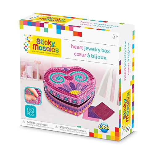Product Cover ORB The Factory Sticky Mosaics Heart Jewelry Box Arts & Crafts, Pink/Purple/Teal, 8.26