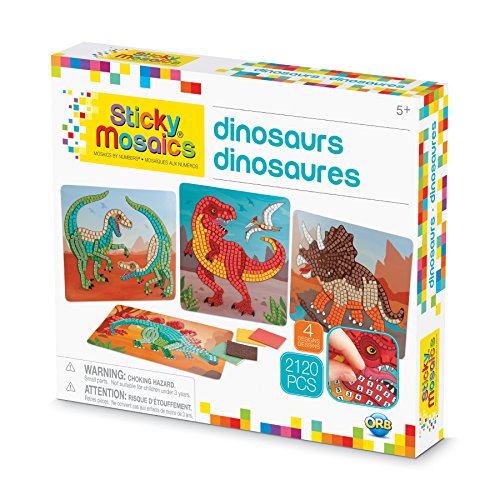 Product Cover Orb The Factory Sticky Mosaics Dinosaurs Arts & Crafts, Green/Brown/Orange/Blue, 12