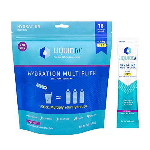Product Cover Liquid I.V. Hydration Multiplier, Electrolyte Powder, Easy Open Packets, Supplement Drink Mix (Acai Berry) (16)