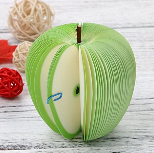Product Cover SamGreatWorld Cute Fruit Memo Pads Green Apple Shape Portable Scratch Paper Notepads Creative DIY Post Sticky for Office Stationary Supplies and Home Decorations