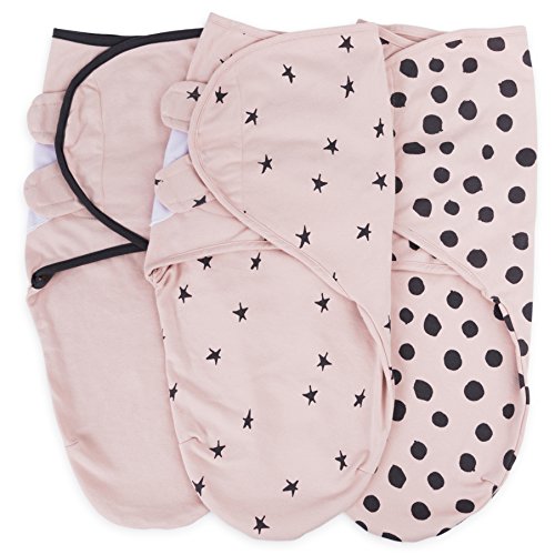Product Cover Adjustable Swaddle Blanket Infant Baby Wrap Set 3 Pack 0-3 Months by Ely's & Co. (Blush Pink, 0-3 Months)