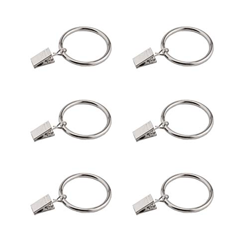 Product Cover Coideal Silver Curtain Ring Clips with Hook, 30 Pcs Rustproof Metal Drapery Ring Nickel Polished/Hanger Clips with Eyelets for 1.3