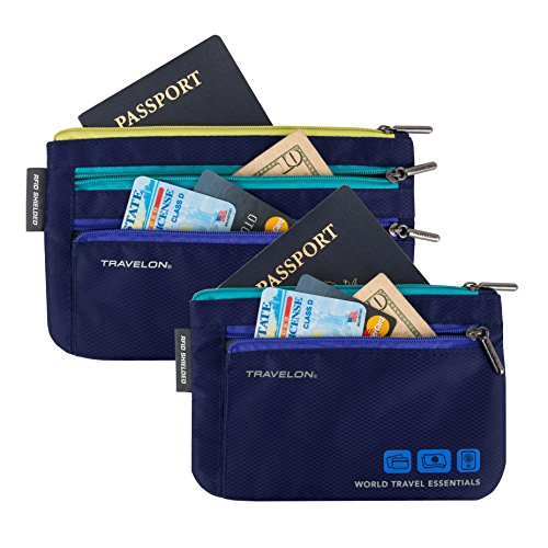 Product Cover Travelon World Travel Essentials Set Of 2 Currency and Passport Organizers, Lush Blue