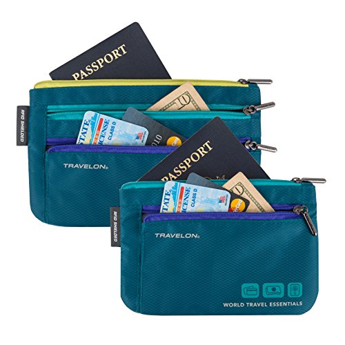 Product Cover Travelon World Travel Essentials Set Of 2 Currency and Passport Organizers, Peacock Teal