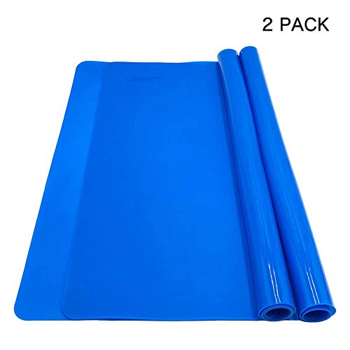 Product Cover Silicone Baking Mats for Dough Rolling Pastry Fondant Mat Large Nonstick and Nonslip, Countertop Protector, Dining Table Mat and Placemat 20'' by 16''(Blue 2 Pack)