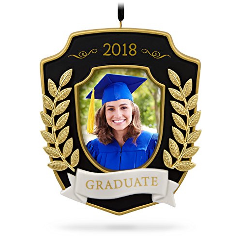 Product Cover Hallmark Keepsake Christmas Ornament 2018 Year Dated Graduation Gift Congratulations Porcelain and Metal Picture Frame, Photo Frame