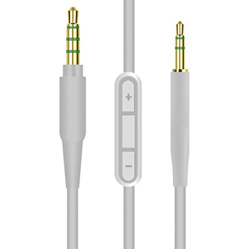 Product Cover Geekria QuickFit Audio Cable Replacement for Bose QuietComfort QC35, Series II, QC25, SoundTrue Around-Ear II Headphone Replacement Cable/Audio Cord with MIC and Volume Control (Gray)