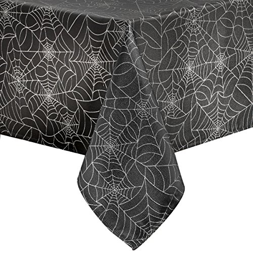 Product Cover Benson Mills Twinkle Halloween Spider Web Fabric Metallic Tablecloth (Black, 52