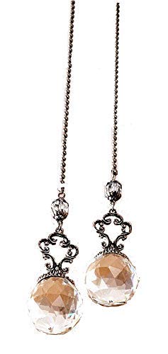 Product Cover Set of 2 Vintage-Style Jeweled Ceiling Fan Chain Pulls CLEAR Elegant
