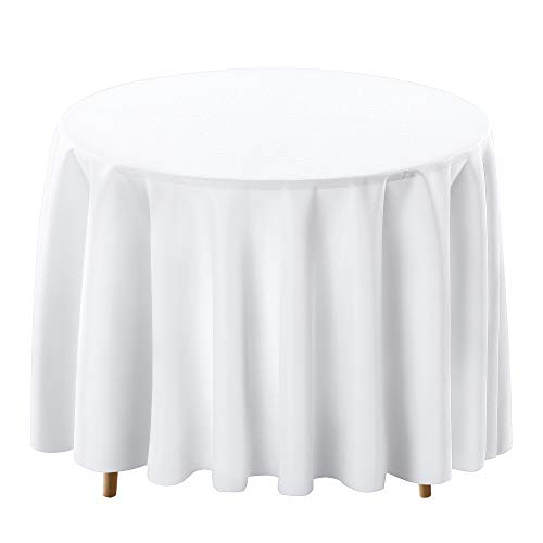 Product Cover Surmente Tablecloth 120 Inch Round Polyester Table Cloth for Weddings, Banquets, or Restaurants (White) ...