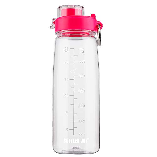 Product Cover BOTTLED JOY Sports Water Bottle with Leak Proof Flip Top Lid BPA Free Water Bottle for Fitness and Outdoor Enthusiasts Another Function Protein Shaker Bottle 800ml 27oz Ounce (Pink)