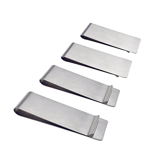 Product Cover Stainless Steel Money Clip, SourceTon 4 Pack Slim Wallet, Credit Card Holder, Minimalist Wallet - Silver