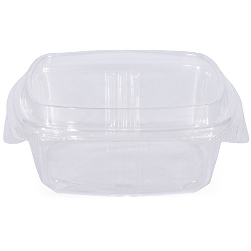 Product Cover Simply Deliver 12 oz Hinged Lid Deli Container with Complete Air-Tight Seal, Crystal Clear PET, 200-Count