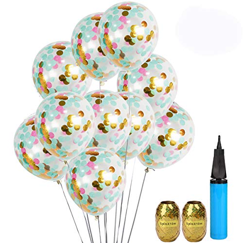 Product Cover UTOPP 20 Pack Unicorn Confetti Balloons Tiffany Blue Pink and Gold 12