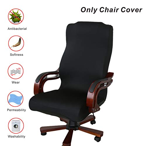 Product Cover Office Chair Covers, My Decor Removable Cover Stretch Cushion Resilient Fabric Computer Chair /Desk Chair/Boss Chair /Rotating Chair / Executive Chair Cover, Large Size, Black