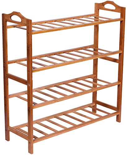 Product Cover Haneez 4-Tier Solid Wooden Shoe Rack, Chappal Stand,Storage Rack, Shelves for Entryway, Balcony, Kitchen and Bathroom