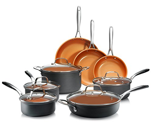Product Cover Gotham Steel Professional - Hard Anodized Pots and Pans 13 Piece Premium Cookware Set with Ultimate Nonstick Ceramic & Titanium Coating, Oven and Dishwasher Safe