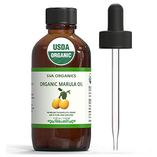Product Cover SVA Organics Marula Oil Organic USDA 4 Oz Pure Natural Cold Pressed Carrier Unrefined Luxury Oil for Face, Body, Lips, Hair, Nails, Shampoo, Conditioner, Lotion, Face Serum