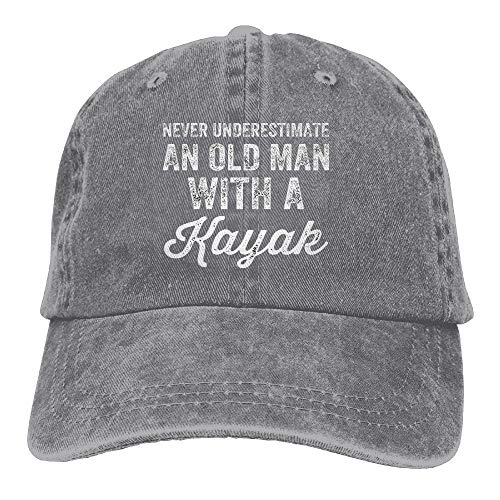 Product Cover NVJUI JUFOPL Never Underestimate An Old Man With A Kayak Adjustable Washed Cap Cowboy Baseball Hat Ash