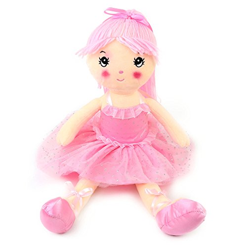 Product Cover Wewill Pink Ballerina Stuffed Girl Plush Doll Adorable and Cuddly Gift for Girls on Easter Birthday, 18 inch