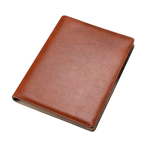 Product Cover AHGXG Business Card Book Holder, Leather Organizer Binder with Folder Pen Holder, Name Card Organizer Credit Card Holder, 600 Cards, Brown Color