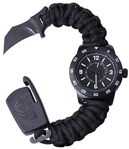 Product Cover OUTDOOR EDGE Zinc ParaClaw CQD Survival Watch with Black Heavy Duty Paracord Bracelet, 1.5 Inch Knife Blade, Large