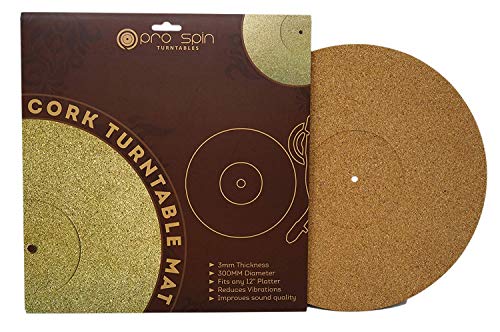 Product Cover Cork Turntable Mat by Pro-Spin for Vinyl LP Record Players (3mm) High-Fidelity Audiophile Acoustic Sound Support | Help Reduce Noise Due to Static and Dust
