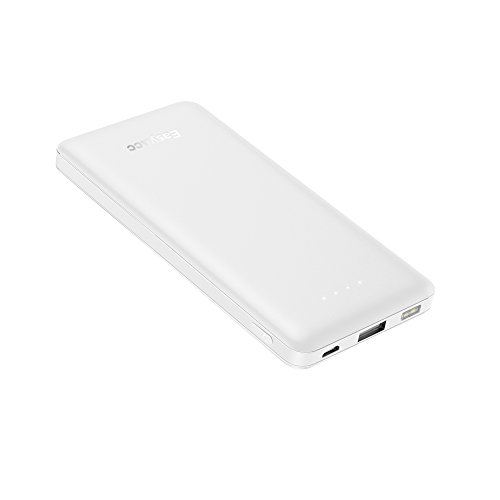 Product Cover EasyAcc Slim Power Bank 10000mAh, QC Quick Charge 10000 Portable Charger, Ultra Compact External Battery, Lightweight Battery Pack for Android, Galaxy S8/S7,iPhone X/8/7 Plus and More - White