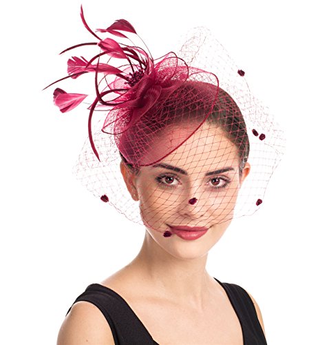 Product Cover SAFERIN Fascinators Hat Flower Feather Net Mesh Kentucky Derby Tea Party Headwear with Hair Clip and Hairband for Women